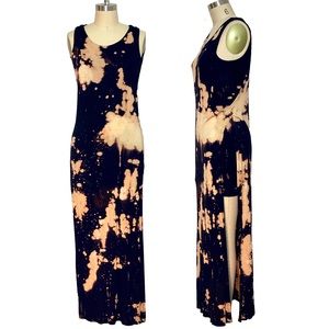 bleach tie dye goddess-cut maxi dress - M
